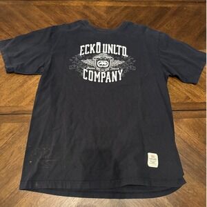 Ecko‎ Unltd Company Graphic T Shirt Navy Blue XL Men's Short Sleeve Cotton |P1